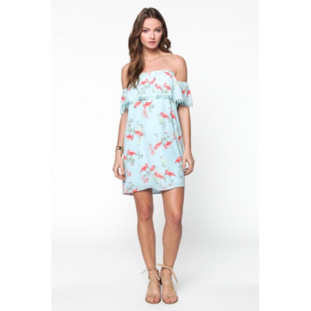 Everly Pink Flamingo Strapless Dress